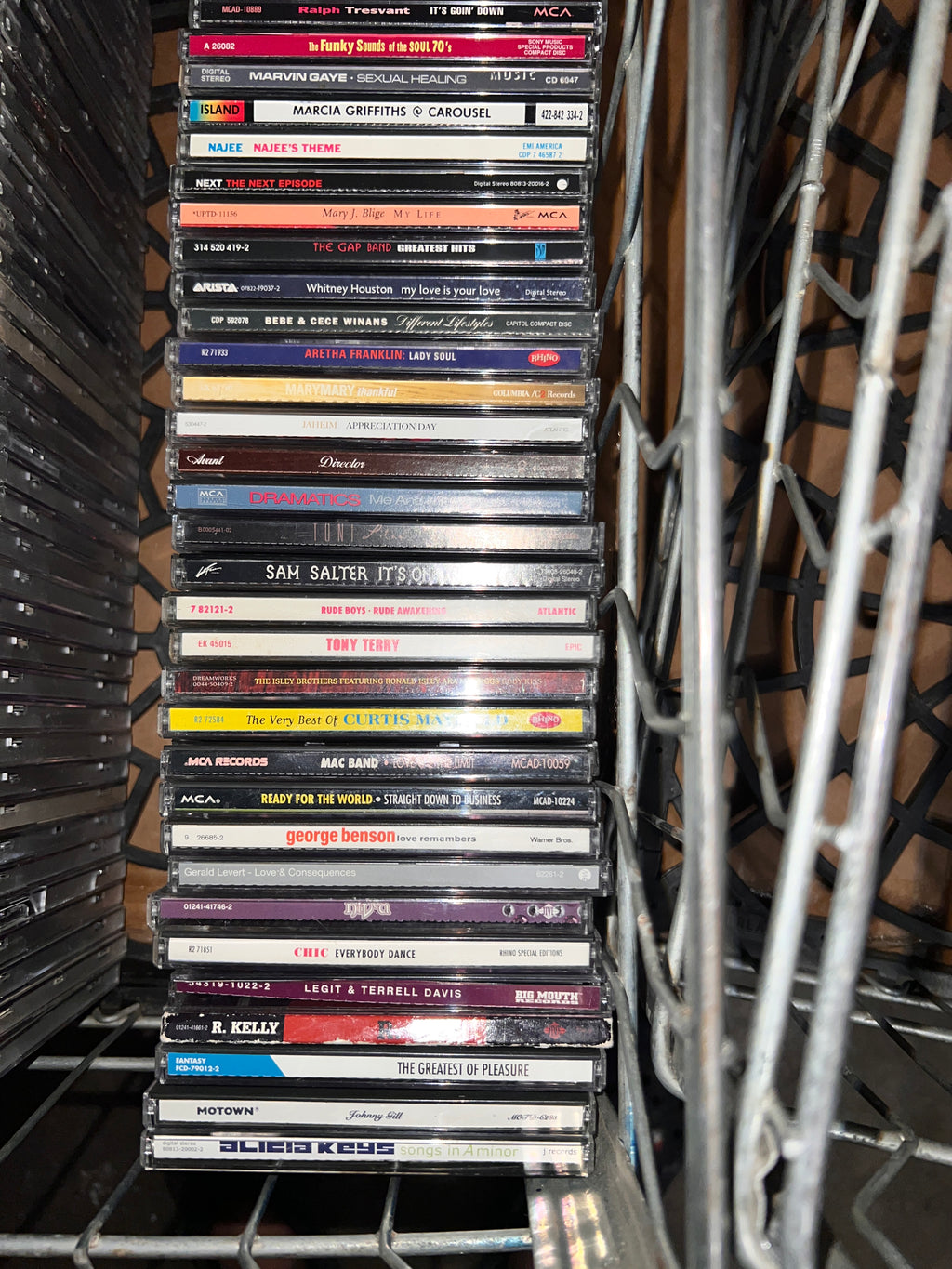 169 Vintage R & B Hip Hop CDs  Album Collection with Vintage Metal Crate