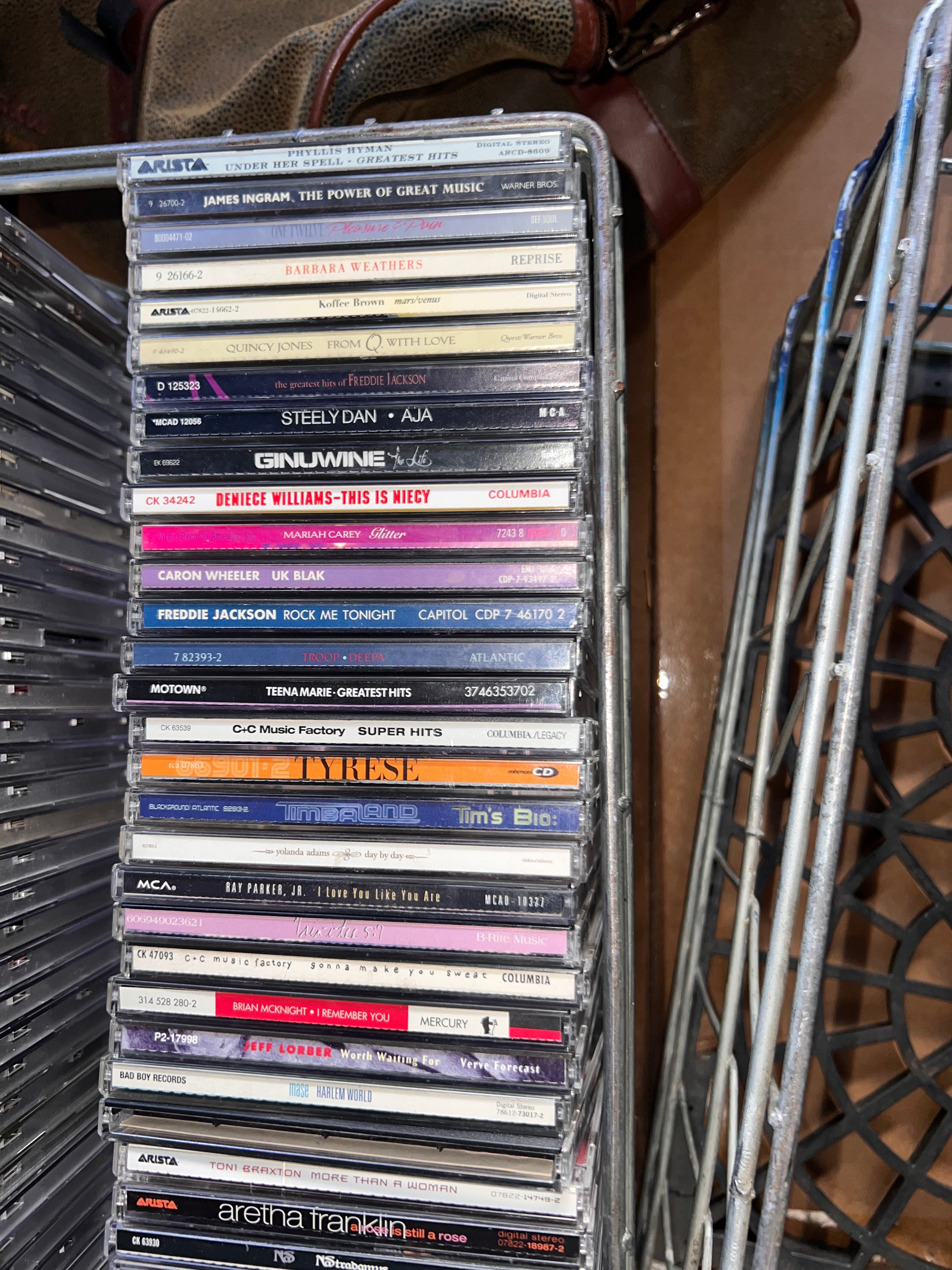 169 Vintage R & B Hip Hop CDs  Album Collection with Vintage Metal Crate