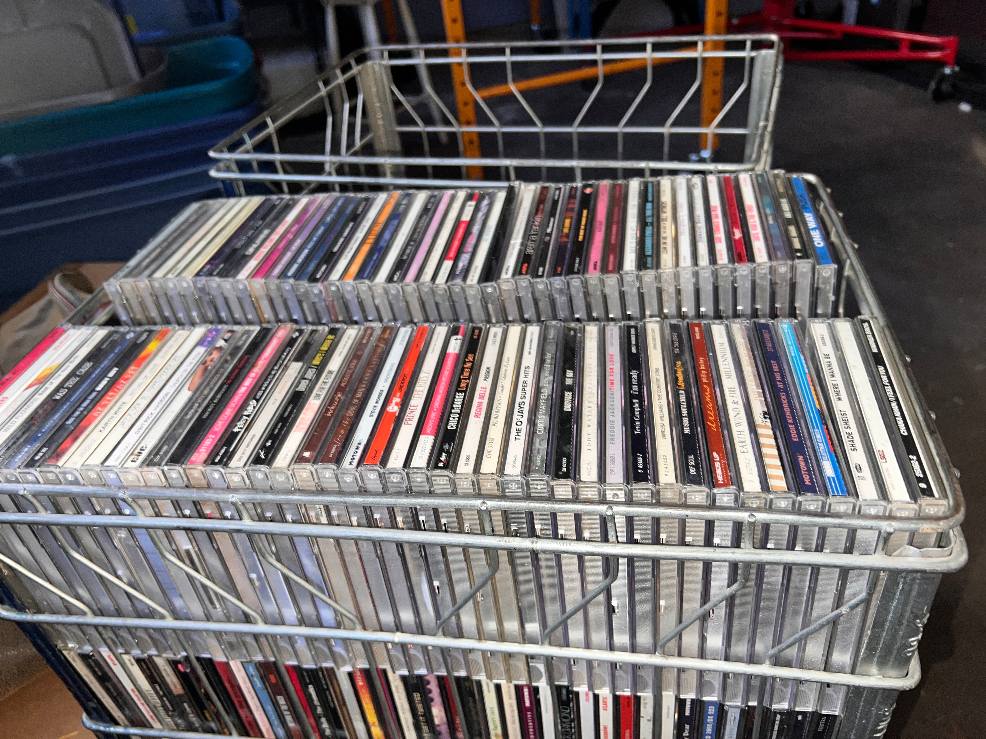 169 Vintage R & B Hip Hop CDs  Album Collection with Vintage Metal Crate