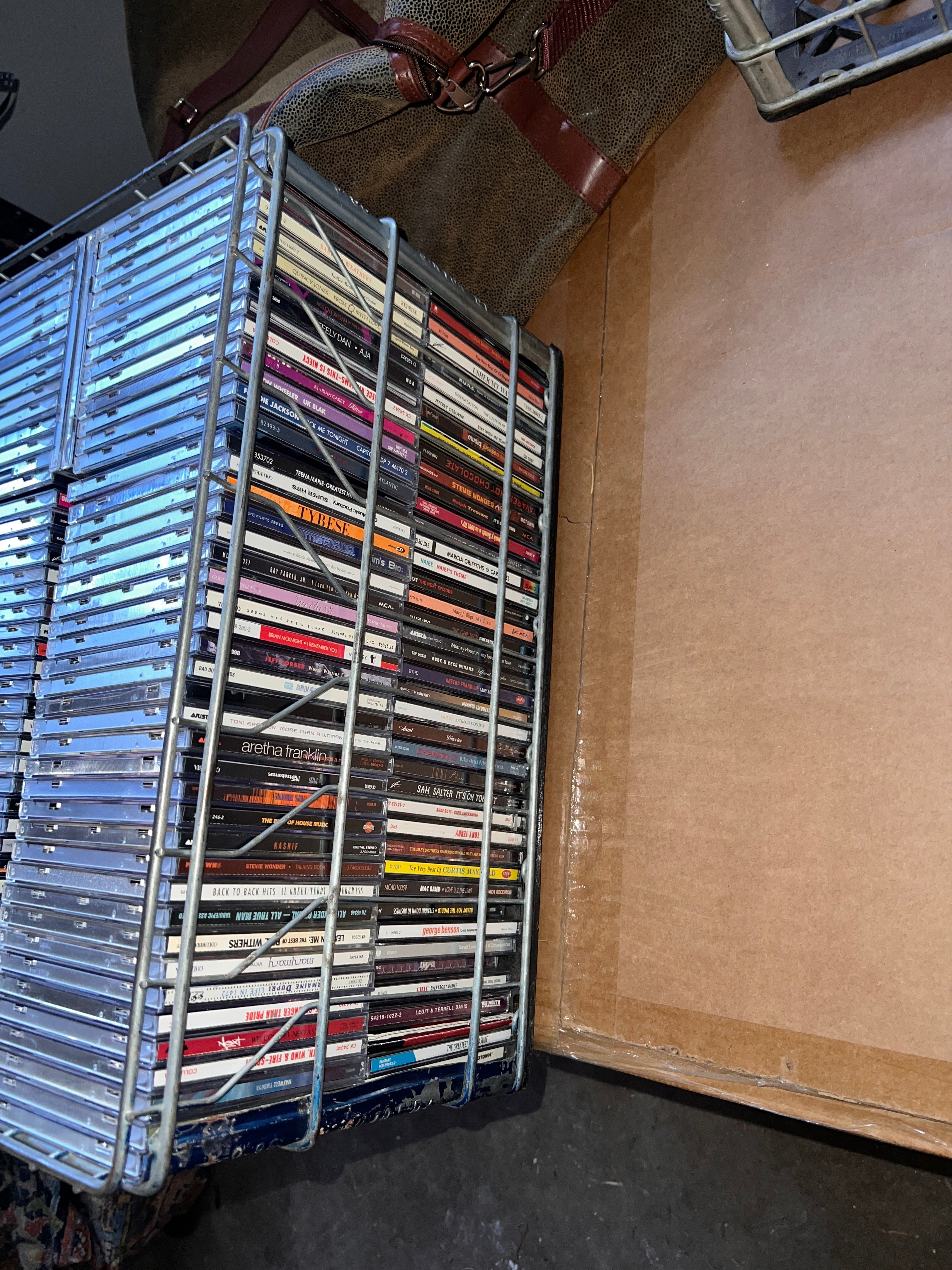 169 Vintage R & B Hip Hop CDs  Album Collection with Vintage Metal Crate