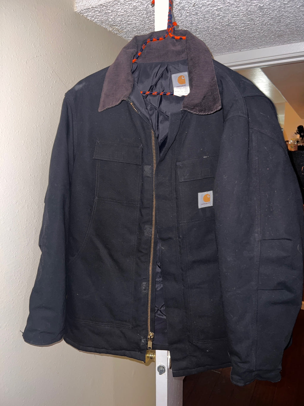VTG Carhartt C03 USA Black Canvas Arctic Insulated Jacket Coat 50 Regular (2XL)