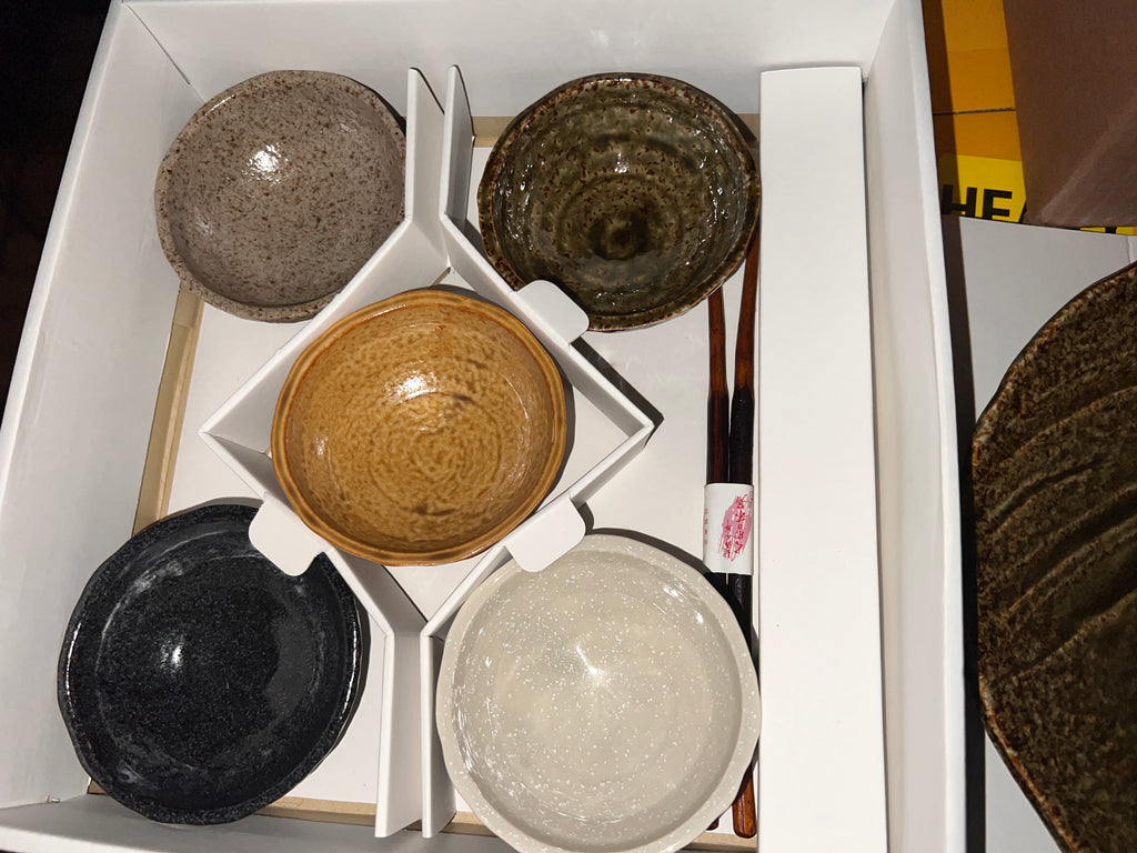 Japanese Ceramic Bowl Set and Blue Sushi Plate Set!