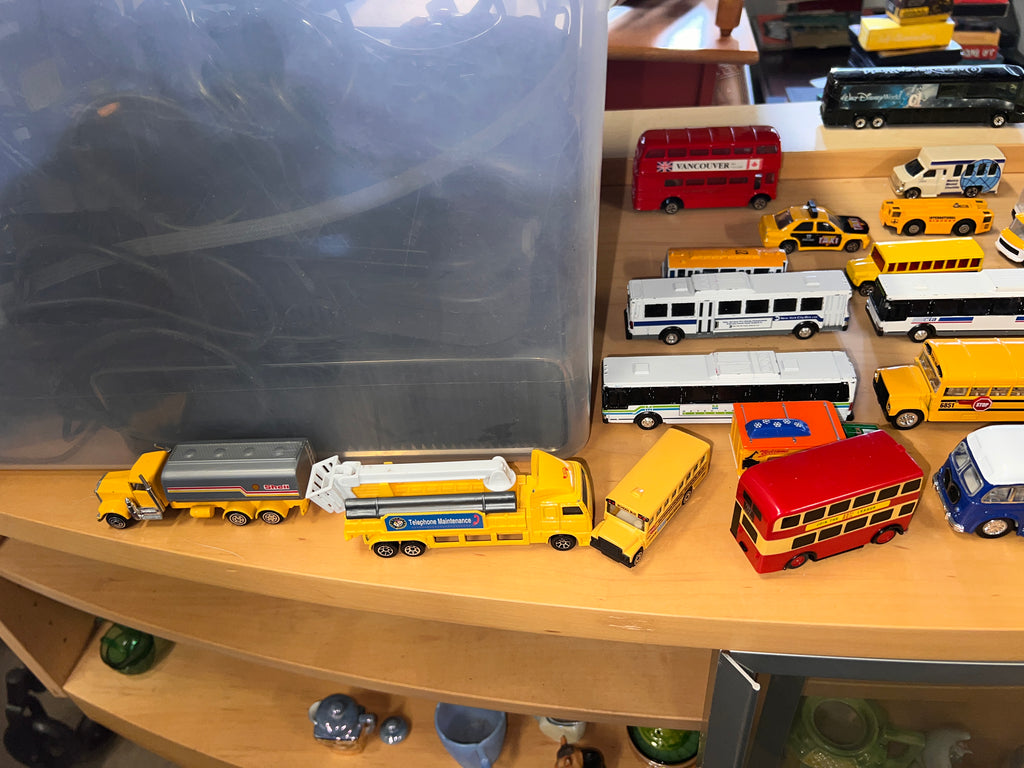 Bundle of vintage toys diecast model buses and vehicles 35 total