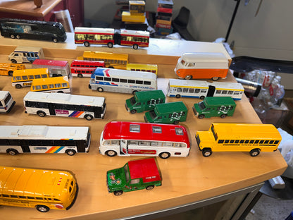 Bundle of vintage toys diecast model buses and vehicles 35 total