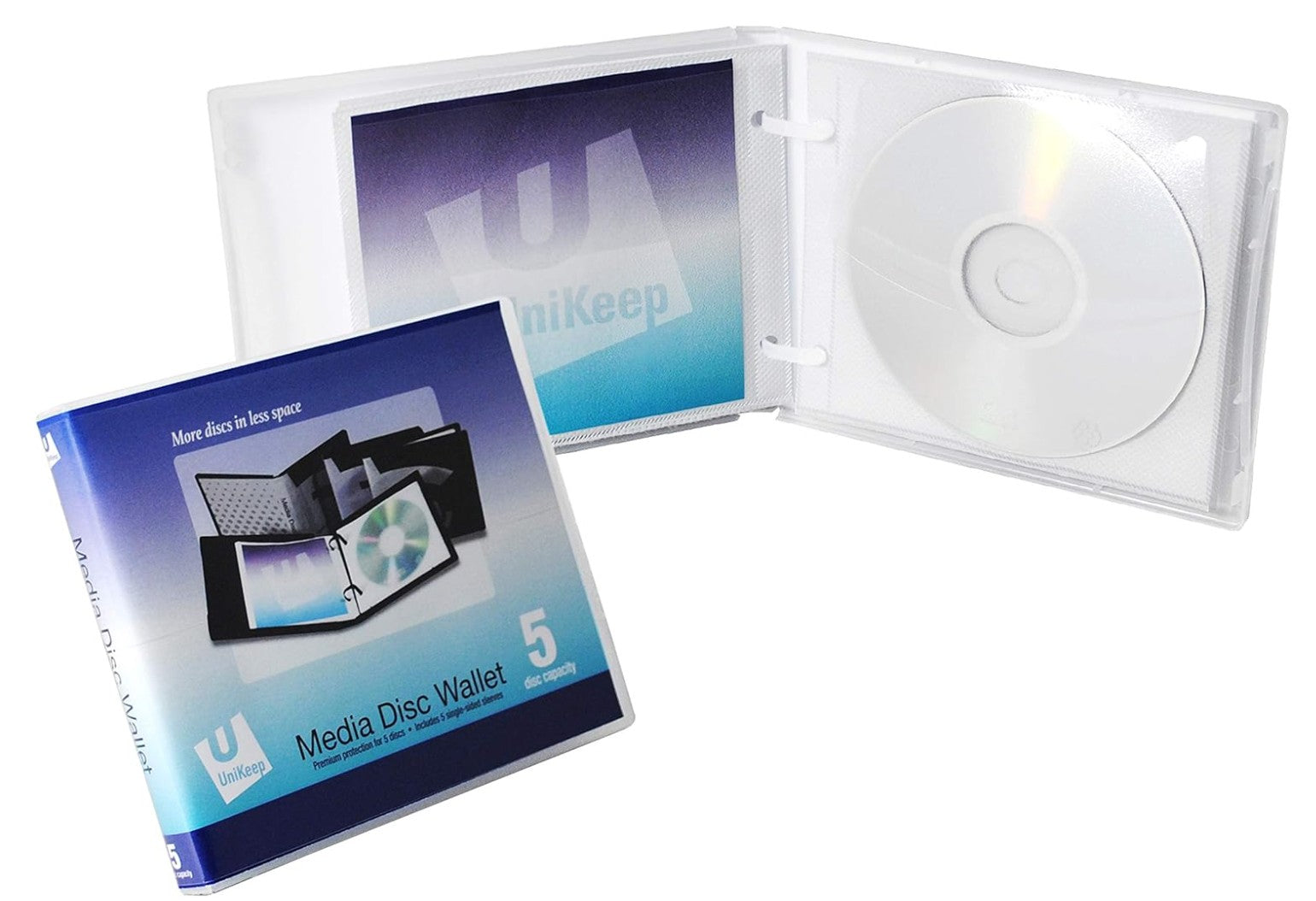 UniKeep Disc 5 CD/DVD Wallet with Pages - Case of 30 (Clear)