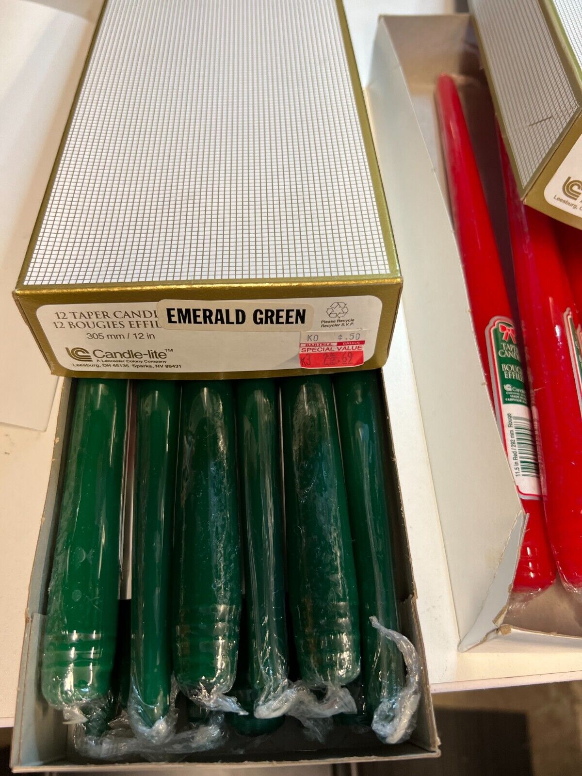 Lot of 45 Vintage Taper 12" Candles Red Green White Orange 30 Sealed 15 open!