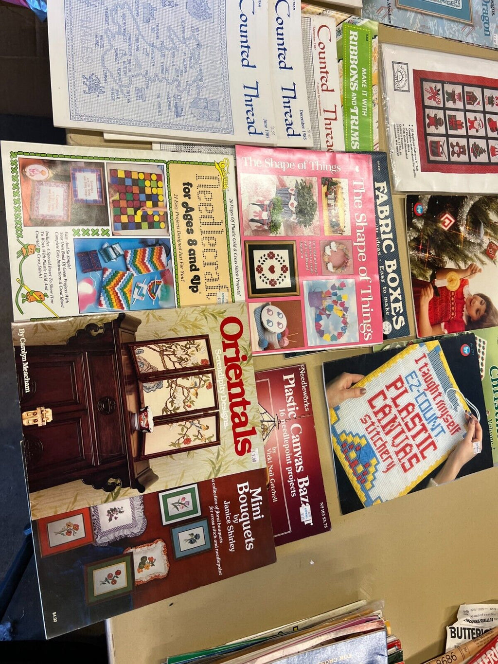 Vintage Embroidery Design Lot with VHS Rare tape 37+ unique Items!