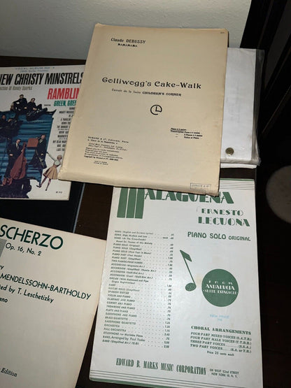 9 Vintage Song Sheet Music Cake Scherzo Minstrels Bach Ludwig