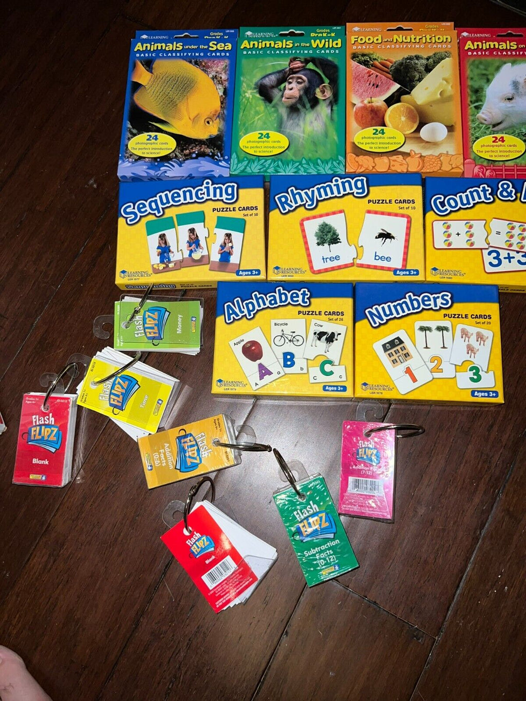Learning Resources Puzzle Cards Photo cards and Flash Flipz Huge Bundle