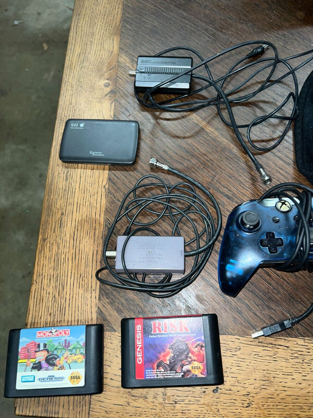 Original Sega Genesis + Nintendo Auto RF Switch Adapters Plus Xbox Controller ++