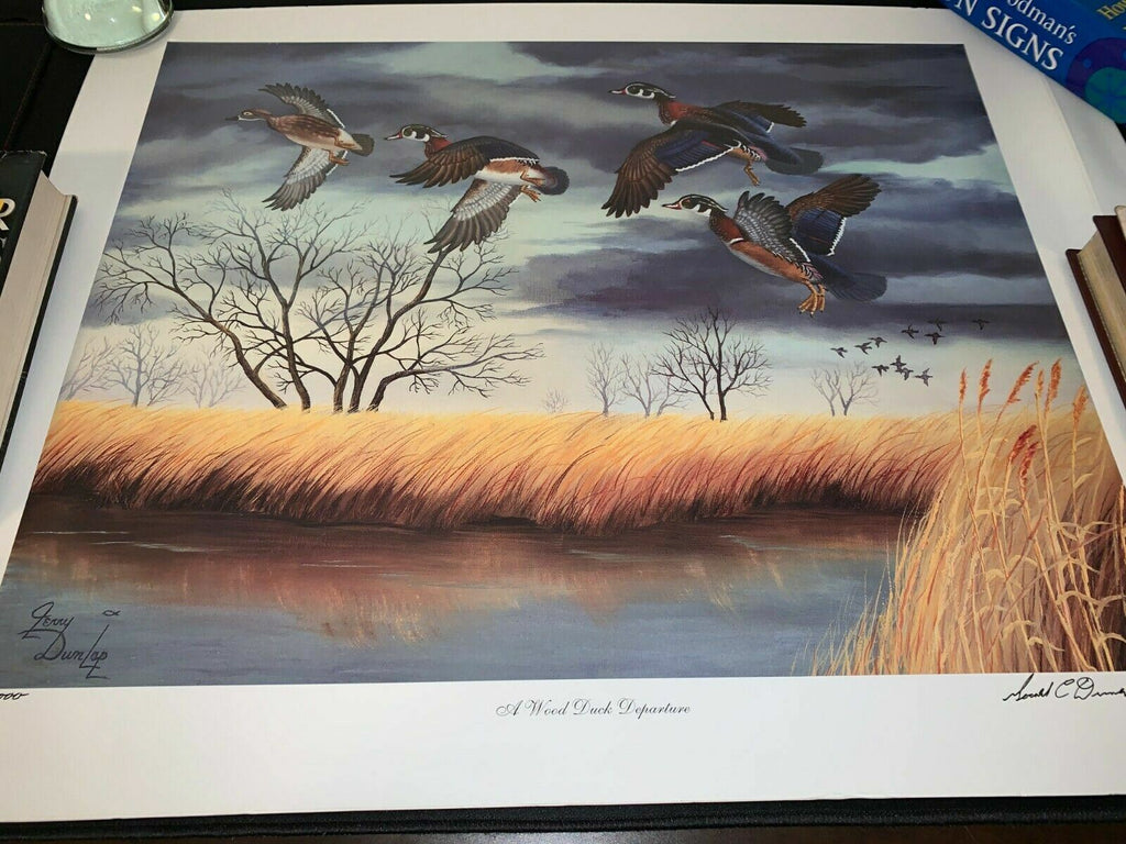 Rare signed / fingerprinted copies of A Wood Duck Departure Art Print 23x18.5