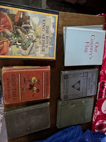 Bundle of antique US textbooks and fiction 12 total!