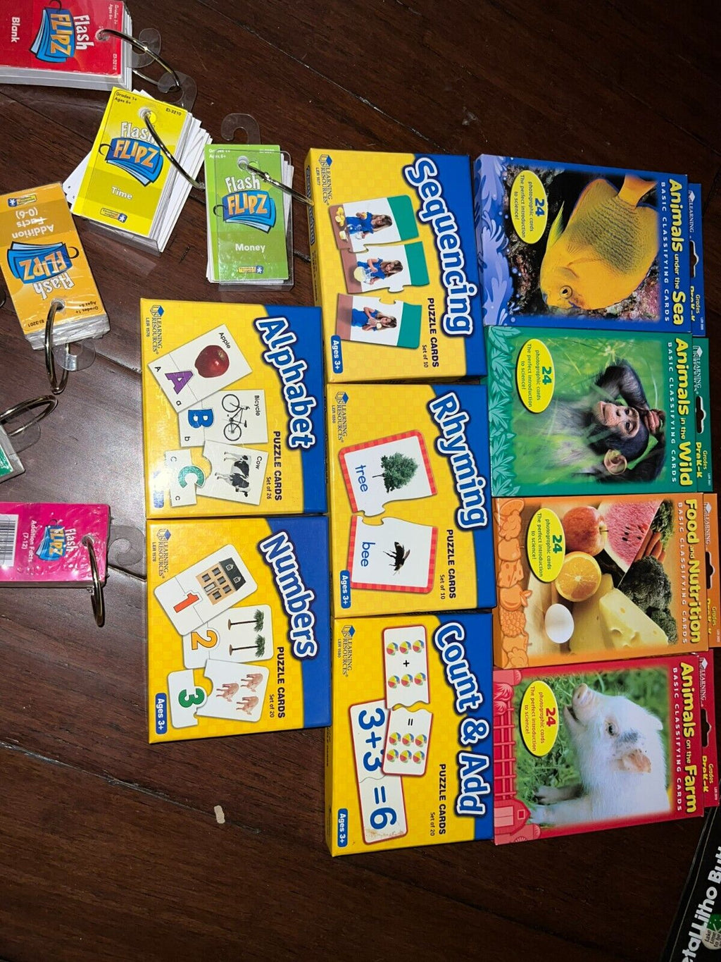 Learning Resources Puzzle Cards Photo cards and Flash Flipz Huge Bundle