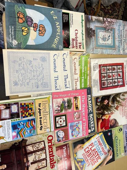 Huge vintage Embroidery Magazine Lot with VHS Rare tape 37+ unique Items!