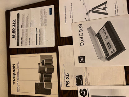 Bundle of vintage electronic manuals and inserts Klipsch Sony Dual and more!