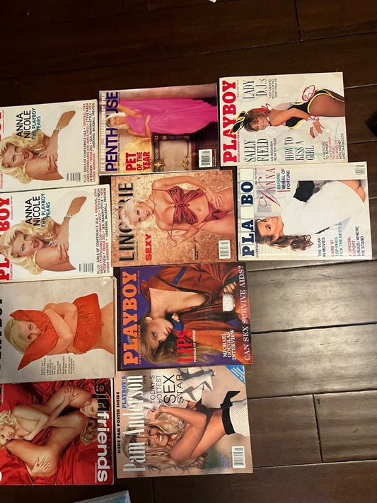 Lot of 10 Playboy Magazines vintage Pam Anderson Vanna White Sally Field Anna