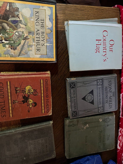 Bundle of antique US textbooks and fiction 12 total!