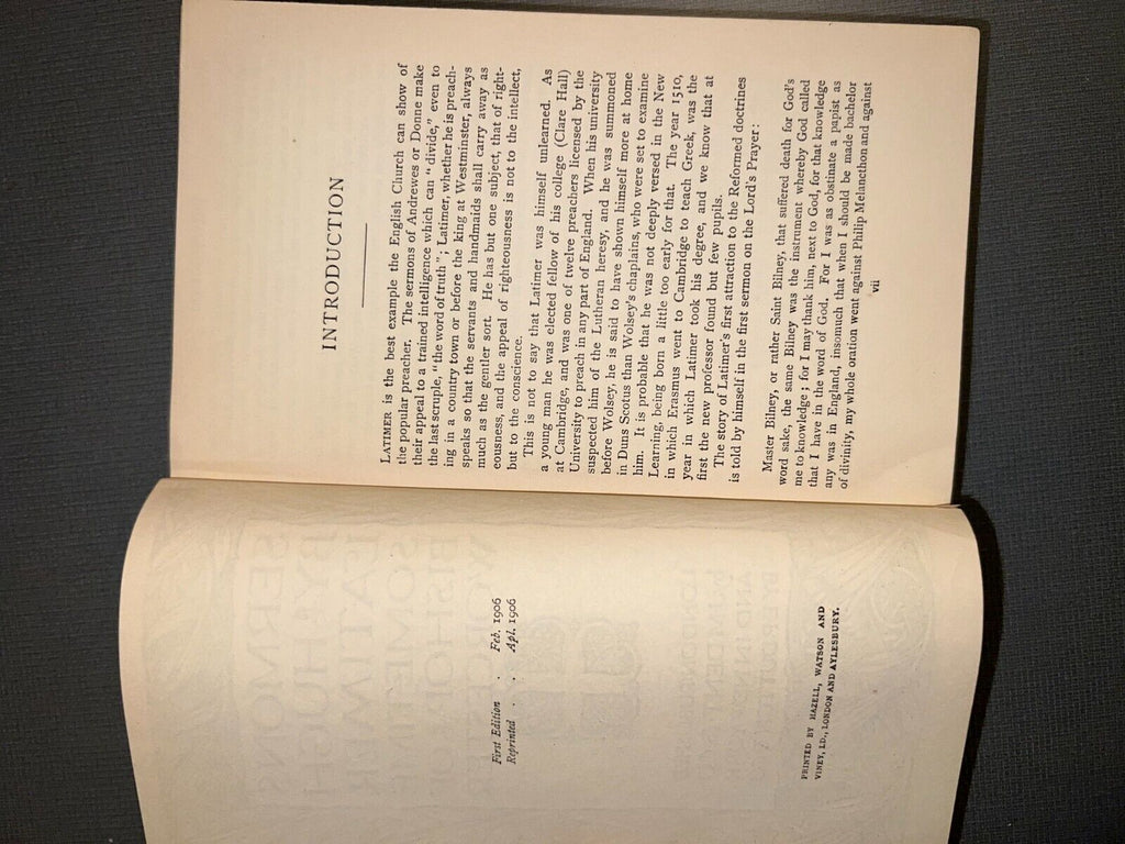 Sermons by Hugh Latimer  Sometime Bishop of Worcester  Original 1906 2nd Edition