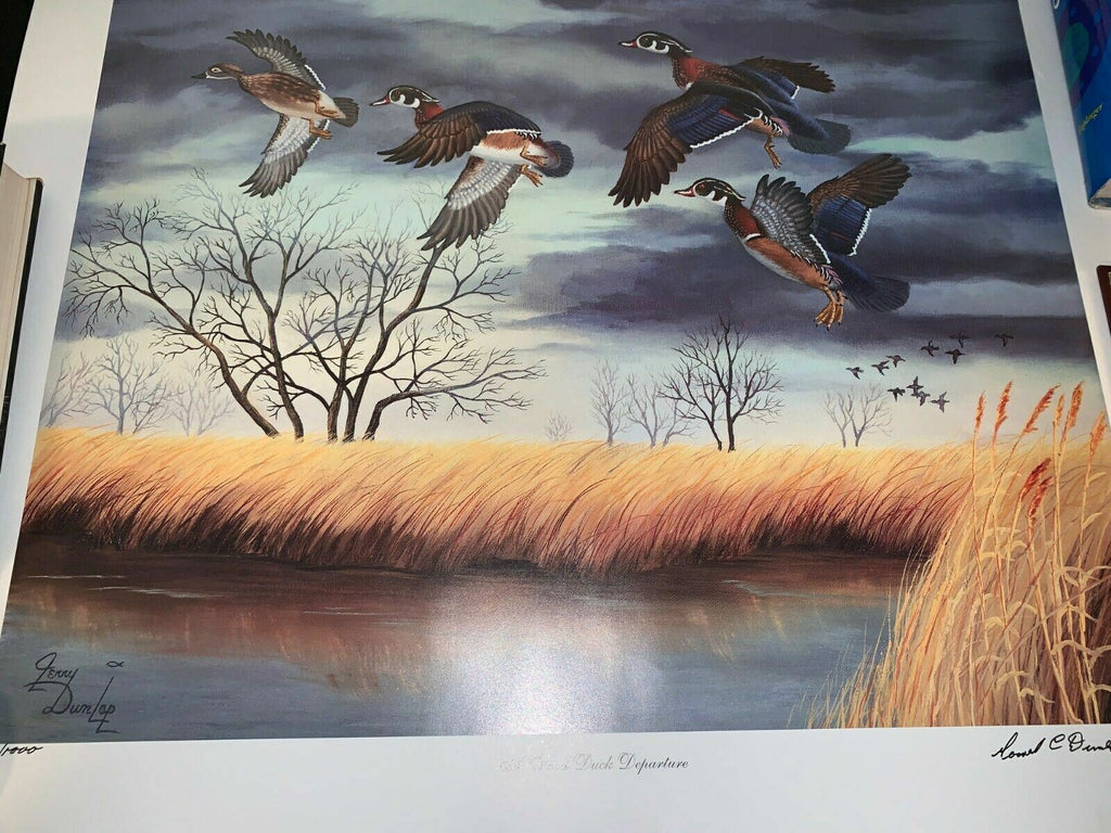 Rare signed / fingerprinted copies of A Wood Duck Departure Art Print 23x18.5