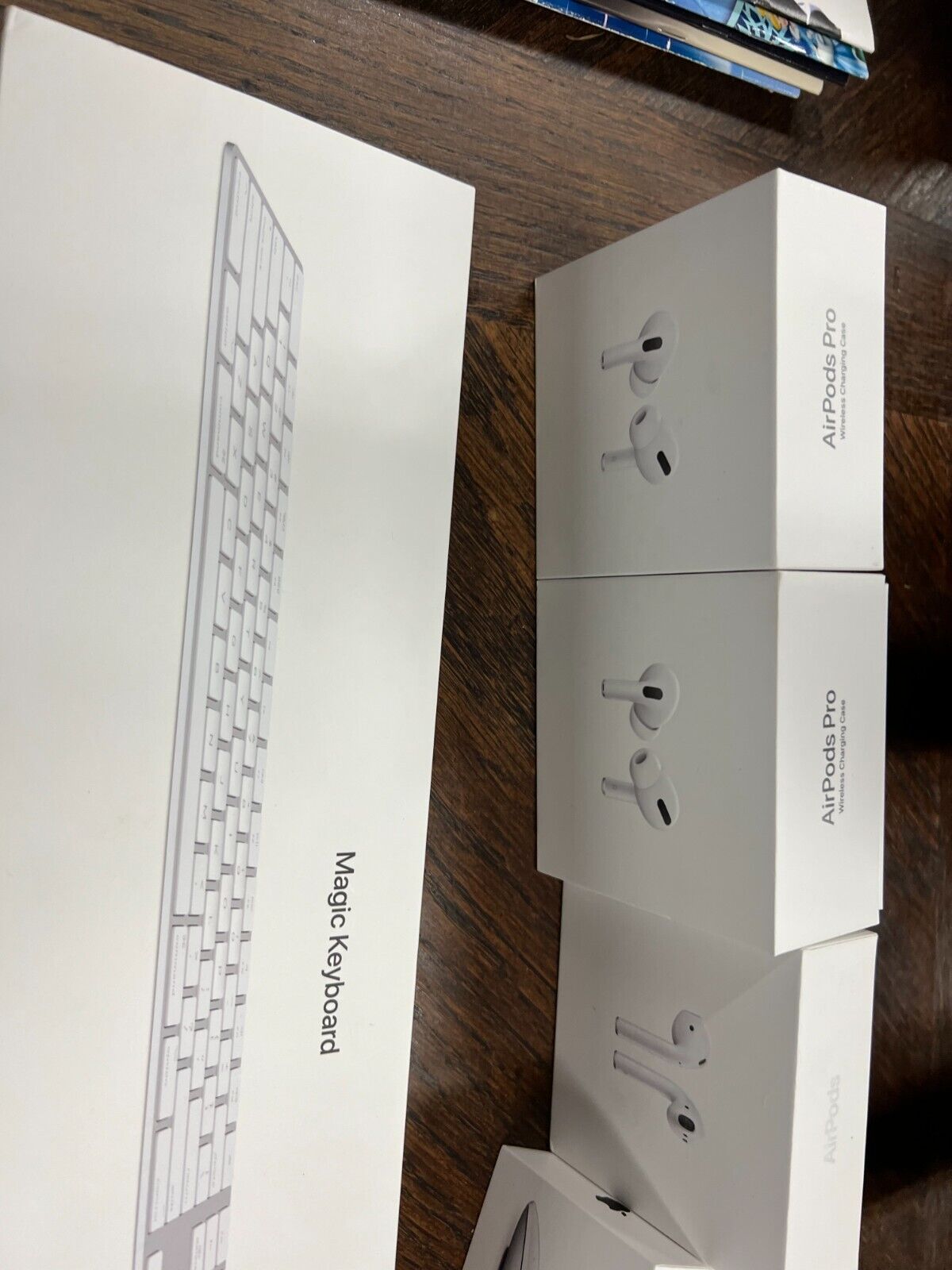 Bundle lot of Apple Product Boxes and two Airpods with charger