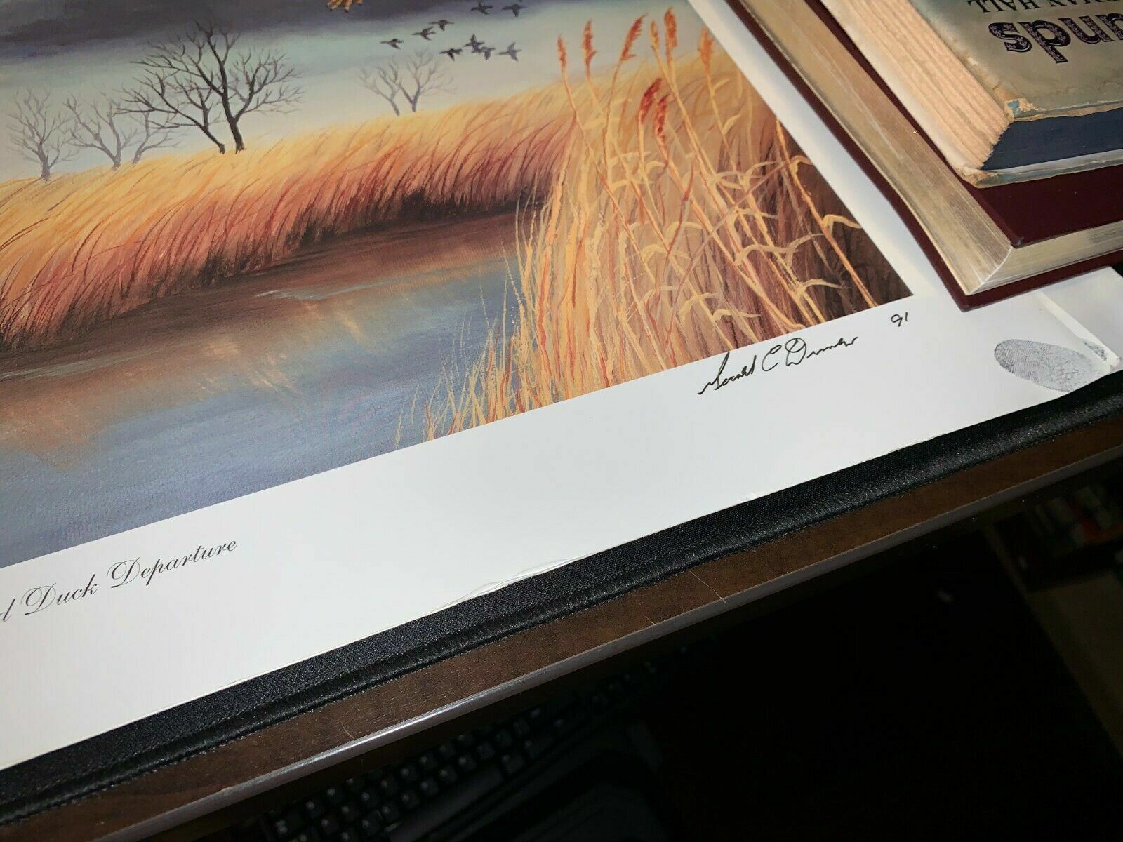 Rare signed / fingerprinted copies of A Wood Duck Departure Art Print 23x18.5