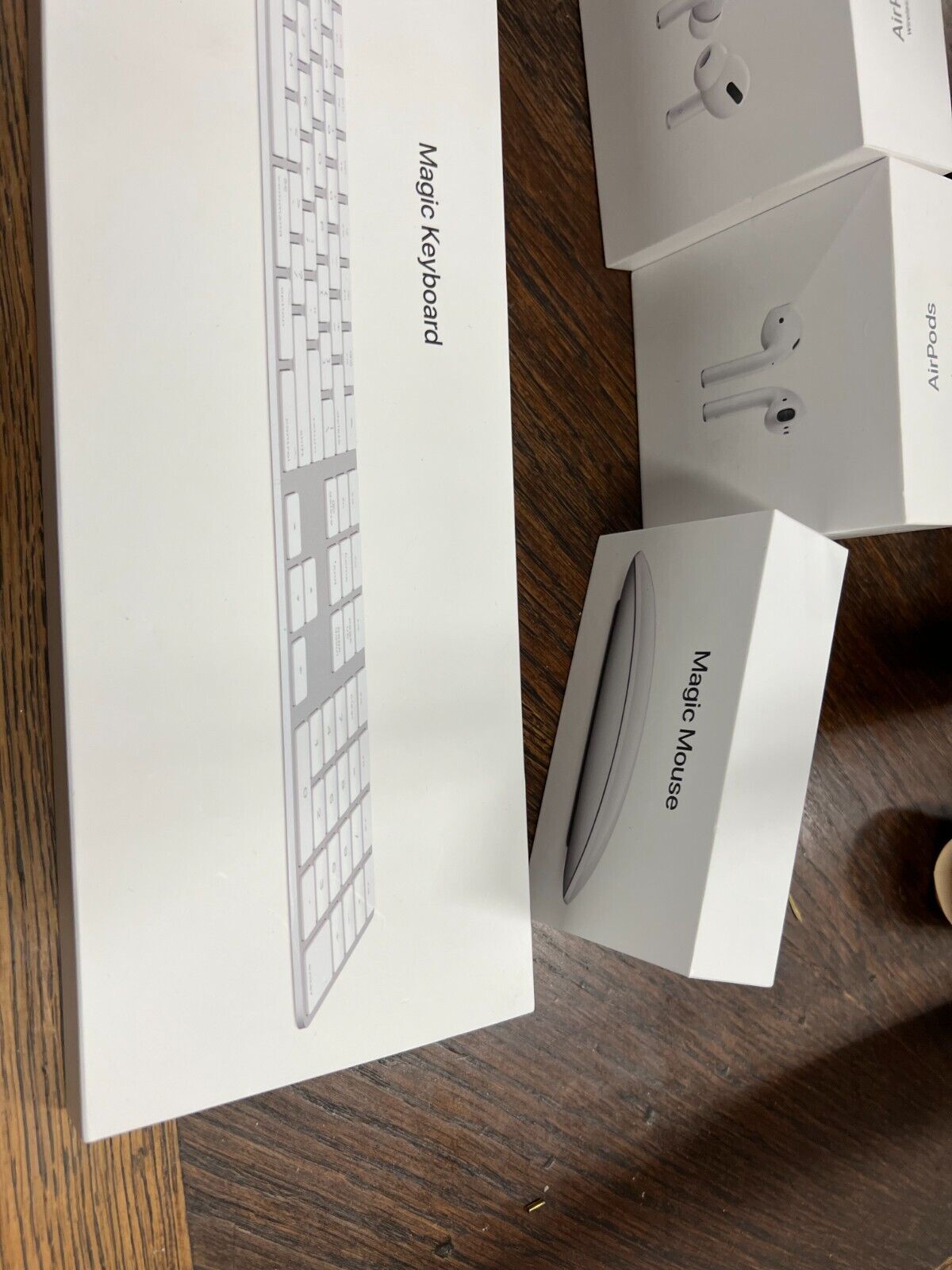 Bundle lot of Apple Product Boxes and two Airpods with charger