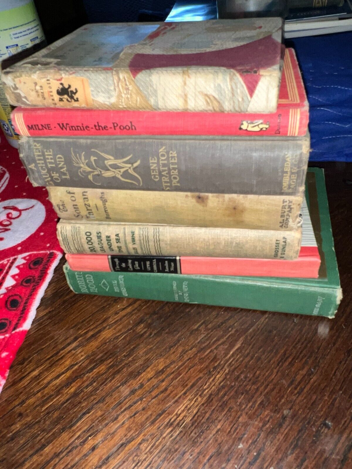 Bundle of 7 Antique fiction classics Tarzan Pooh Looking Glass and MORE